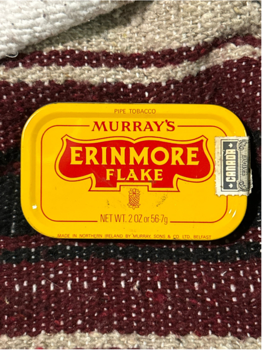 Murray's Erinmore Flake Pipe Tobacco Tin One Size Yellow Red